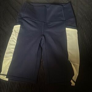Fabletics Navy Blue and Green Bike Shorts High Waist Stretch. Xxsmall.